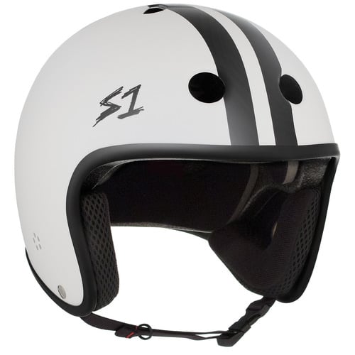 S-One Helmet Retro Lifer White Gloss/Black Stripes (AJ Nelson) | S1 ...